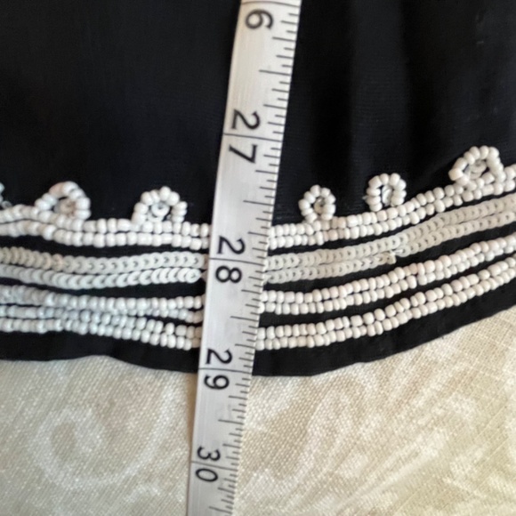 Zara Vintage Beaded Off Shoulder Tunic / Mini Dress, Black w/ White Beads, XS - Picture 7 of 12